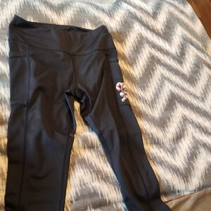 Black Leggings With Skull Santa Pocket Detail Capri Length